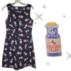 New Modcloth Dangerfield Mini Dress Size UK8 Unicorn Tears 100% Cotton